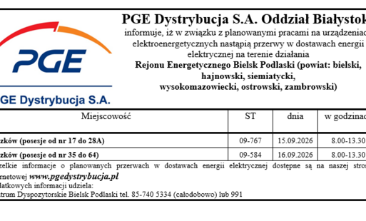 Zdjęcie do Planowane przerwy w dostawie prądu!