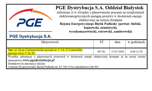 Zdjęcie do Planowane przerwy w dostawie prądu!
