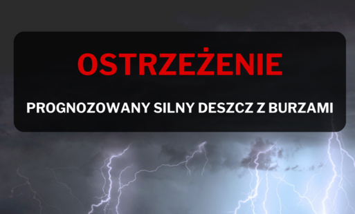 silny deszcz z burzami