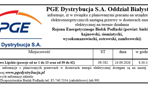 Zdjęcie do Planowane przerwy w dostawie prądu!